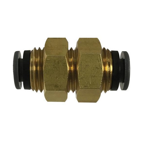Tube to Pipe Bulkhead Union, Air-Brake, Fitting/Connector Type: Union, 3/8 Inch x 7/8-14 Nominal, Push-In x UNF, 145 psi, -40 to 140 °F, Brass/PBT