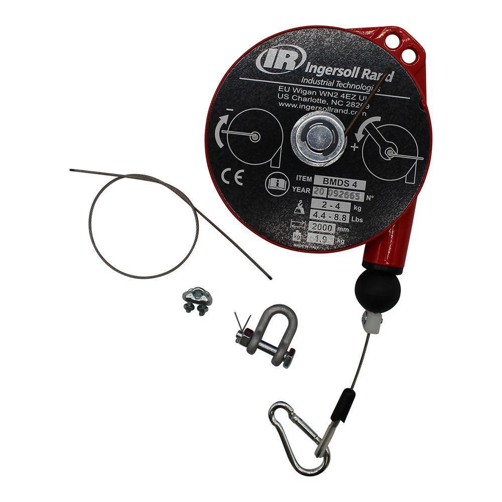 Spring Balancer, Medium Duty, Series: BMDS, 4.4 to 8.8 lb Load, 6.5 ft Cable Length, 4.4 lb Reel Weight, Stainless Steel Cable, Aluminum Housing Material