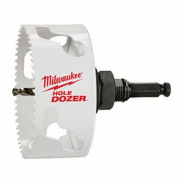 Hole Saw, 4-1/8 in Dia, 1-5/8 in Cutting Depth, 3.5 TPI, 1-7/8 in Overall Length, Bi-Metal/8% Cobalt Cutting Edge, Carbon Steel Body, Toothed Cutting Edge, 120/55/80/40 RPM, 1/4 in Chuck, Use Arbor: 49-56-7040/49-56-7055/49-56-7140/49-56-7150/49-56-7