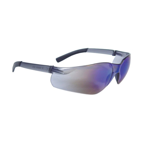 Safety Eyewear, Lightweight, Series: AT1 Rad-Atac™, Hard Coat/Impact-Resistant Lens Coating, Blue Mirror Lens, Half Framed Frame, Blue Mirror Frame, Rubber Frame, Polycarbonate Lens, 99.9 % UV Protection, Non-Slip Rubber/Soft Temple, Specifications M