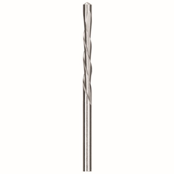 Cut-Out Bit, Drywall Router, 1/8 in Drill - Fraction, 2.36 in Overall Length, 1-1/4 in Cutting Depth, 2 Flutes, 1-1/4 in Flute Length, 1/8 in Dia Shank, Pilot Point, CW Cutting Direction, HSS, Bright