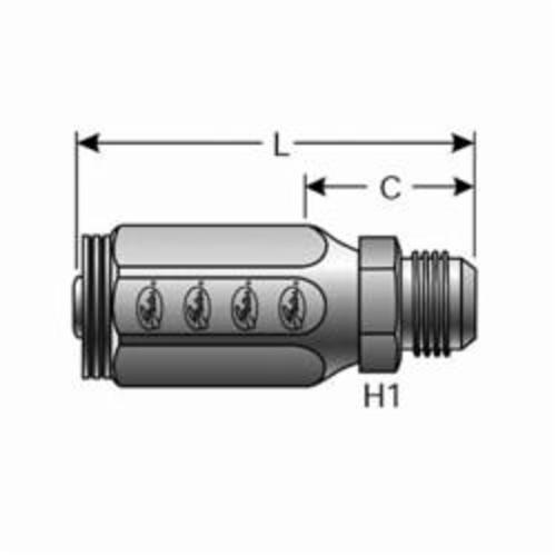 Hydraulic Coupling, Straight, 1/2 Inch Hose ID, 3/4 Inch Stem Hex, 3.05 Inch Length, Steel