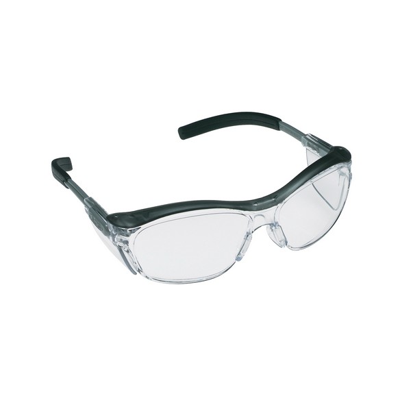 Eyewear, Anti-Scratch/Anti-Fog Lens Coating, Clear Lens, Half-Frame, Gray Frame, Plastic Frame, Polycarbonate Lens, Yes % UV Protection, Adjustable Length Temple, Specifications Met: ANSI Z87.1-2015