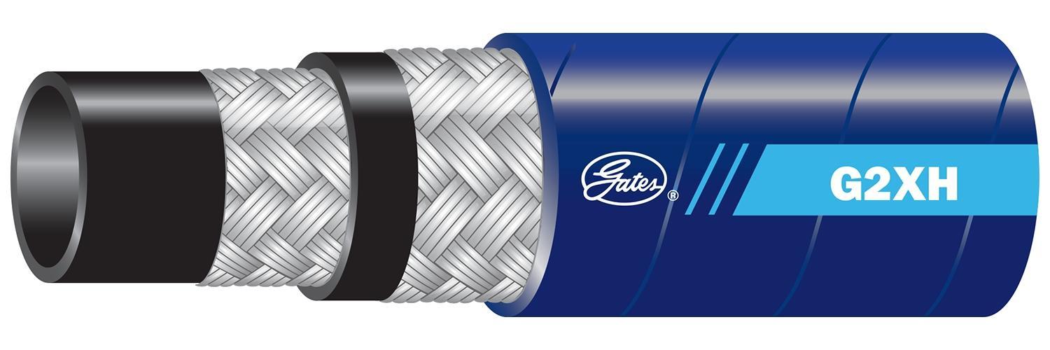 Hydraulic Hose, High Pressure, Series: G22, 2 in ID, 2.65 in OD, 130 ft. Length, 1500 psi Working, -40 to 300 °F, CPE, Blue, Import