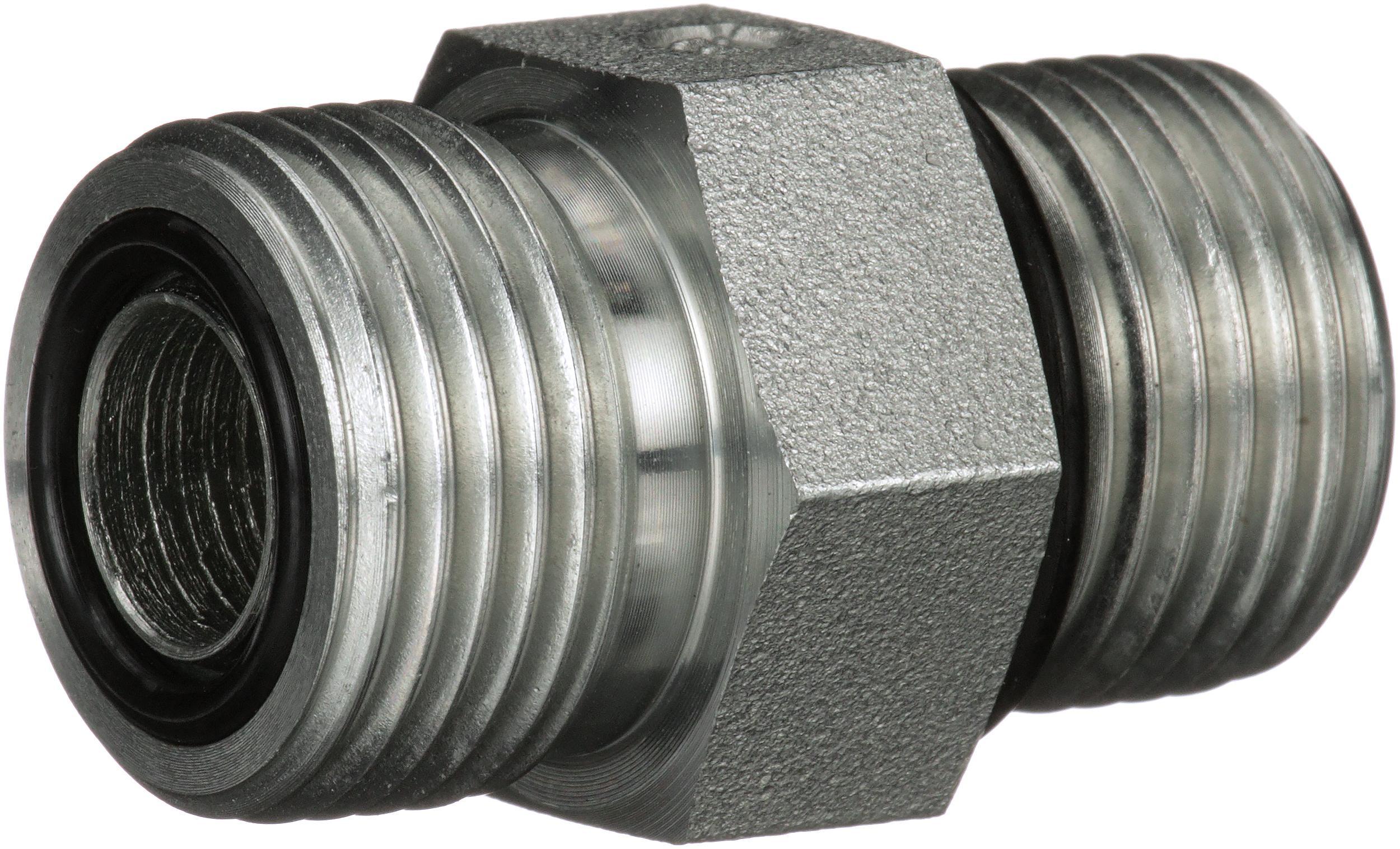 Hydraulic Adapter, SAE to SAE, Series: G60, 1-14 x 7/8-14 Nominal, Male Flat-Face O-Ring x Male O-Ring Boss End Style, 6000 psi Pressure, Steel, Import