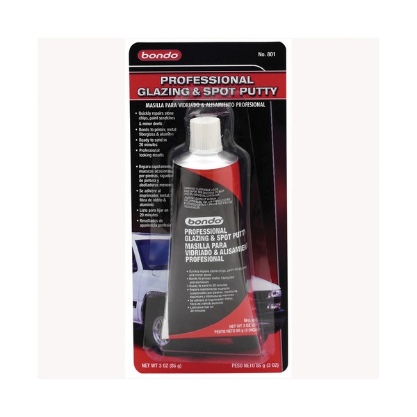 Glazing and Spot Putty, 2-Part Professional, 3 oz Container, Tube Container, Red, Paste Form