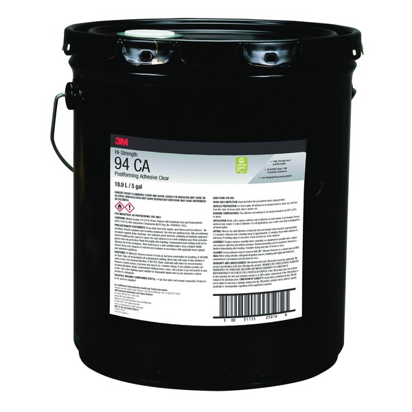 Spray Adhesive, Flammable High Strength, Pail Container, 5 gal Container, 5 gal Net Weight, 62 sq-ft Coverage, 1 min Drying, 1 to 15 min Setting, 15 min Curing, Clear