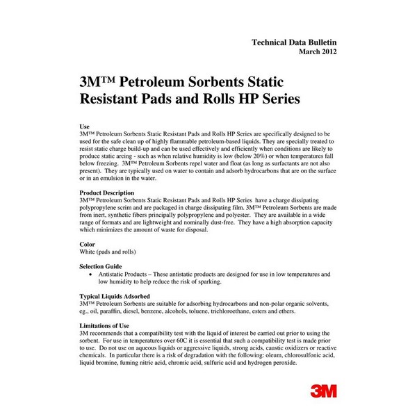 Petroleum Sorbent Static Resistant Roll, High Capacity, 1/Case