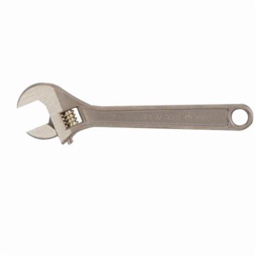 Adjustable Wrench, Uninsulated, 1-1/2 in Wrench Opening, 12 in Overall Length, 15 deg Head, I-Beam/Plain Handle, Nickel Aluminum Bronze Body, Yes Tether Ready, Yes Measurement Scale Included, Nickel Aluminum Bronze, Natural