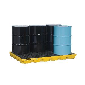 Accumulation Center, Series: EcoPolyBlend™, 6 Drums, 5-1/2 in Height, 49 in Length, 73 in Width, 73 gal Spill, 7500 lb Load, 45% Recycled Polyethylene, Yellow