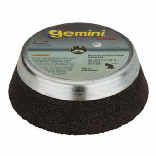 Snagging Wheel, Non-Reinforced Portable, Series: 57A, 3 in Wheel Dia, 1/2 in Wheel Thickness, 3/8 in Center Hole, 24 Grit, Very Coarse Grade, Aluminum Oxide Abrasive, 18080 RPM Maximum, Resin Bond, Wheel Type Number: Type 01