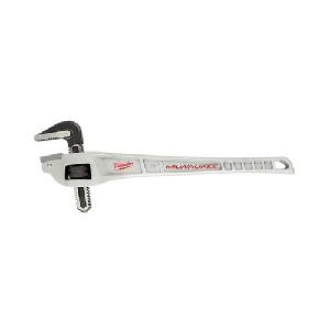 Offset Pipe Wrench, 6-3/4 in Pipe, 18 in Overall Length, Serrated Jaw, 2 in Jaw, Steel Jaw, Ergonomic Handle, Aluminum Handle, Tether Ready: Yes