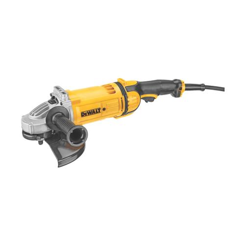 Angle Grinder, Large, Bare Tool, 9 in Wheel Diameter, 5/8-11 Arbor/Shank, 6500 RPM Speed, 4.7 HP, 120 VAC, 15 A, Plastic Housing Material, 3-Position/Side/Soft Grip Handle, Yellow, 8 ft Cord, Lock-Off Trigger Switch Control, Yes, Lock-Off Trigger Swi