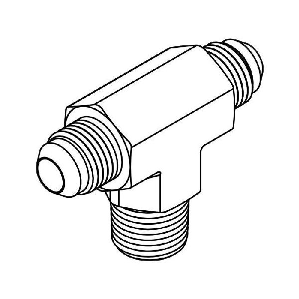 Branch Tee, Series: 2601, 7/16-20 x 7/16-20 x 1/8-27 Nominal, 37 deg Male JIC x MNPT x 37 deg Male JIC End Style, 316 Stainless Steel
