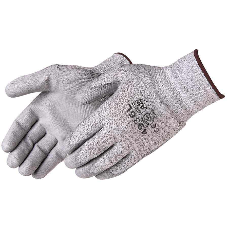 Cut Resistant Glove, High Performance, Series: LTE, 2XL Size, Polyurethane Palm, HPPE, Gray, Elastic Knit Wrist Closure, ANSI Cut-Resistance Level: A2, ANSI Puncture-Resistance Level: 3, Resists: Cut/Puncture