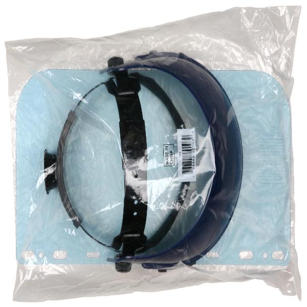 Faceshield Headgear Combo Unit, Blue/Clear, Polycarbonate Glass, Ratchet Adjustment
