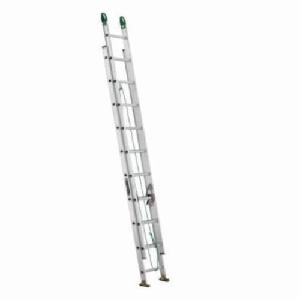 Extension Ladder, Commercial Medium Duty Multi-Section, Series: AE4200PG, 20 ft Overall Length, ANSI Code: Type II, 225 lb, Aluminum, 19 ft 7 in Maximum Working Length, 10 ft Section Length, 17-1/8 in Outside Shoe Base Width, I-Beam Rail, Swivel Safety Shoe