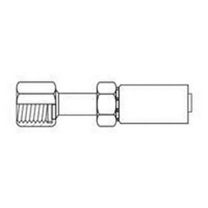 Hydraulic Hose Fitting, 1-Piece Non-Skive, 1 Inch Inside Diameter Hose, 1 11/16-12, Female O-Ring Face Seal Swivel x Hose, 2 x 1-5/8 Inch Hex, 3.76 Inch Length, 6000 psi, 1.98 Inch Cutoff Allowance