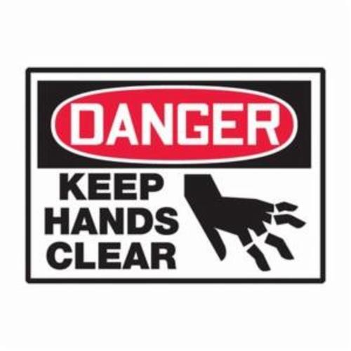 Danger Safety Label, Flexible, 5 in Length, 3-1/2 in Width, DANGER - KEEP HANDS CLEAR Legend, Black/Red/White, Adhesive Dura-Vinyl™, 1 per Pack Labels