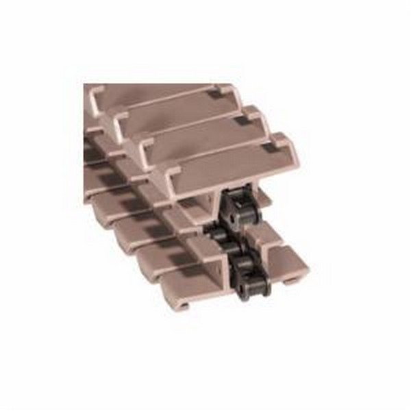 Flat Top Conveyor Chain, Side-Flexing, Series: 1873, 3/4 Inch Pitch, 0.2 Inch Pin Diameter, 1-1/4 Inch Pin Length, 3-3/4 Inch Plate Width, 15 Inch Minimum Side-Flex Radius, 10 ft Overall Length, Acetal, Silver