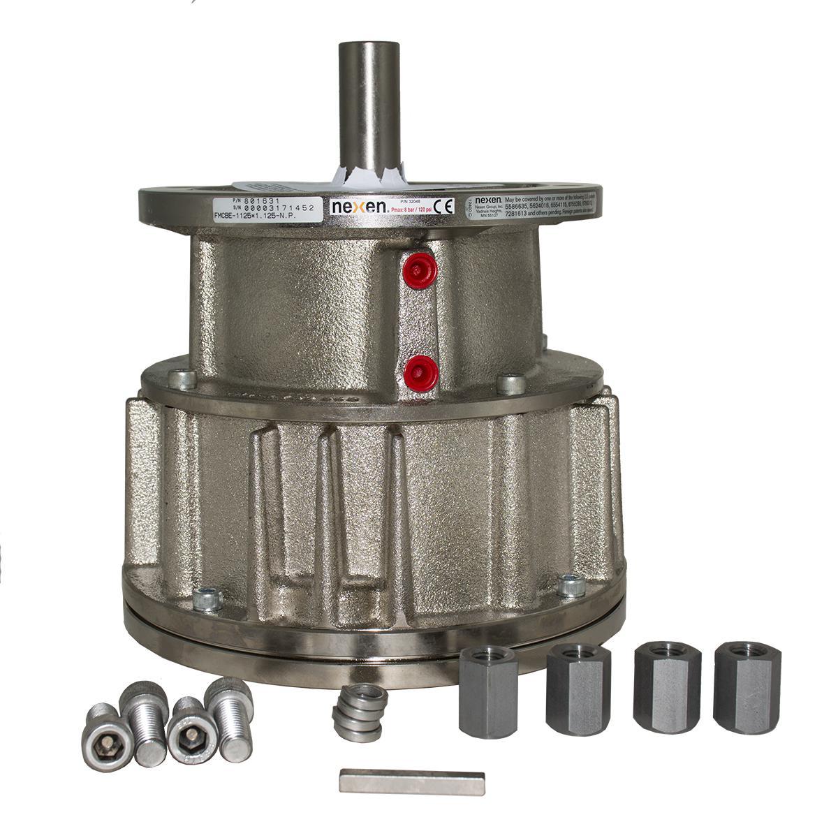 NEMA C-Faced Clutch Brake, Enclosed Style, Series: FMCBES-1375, 1800 RPM Maximum, 80 psi Maximum, 1.375 in Bore, 32 to 150 °F, Nickel Plated