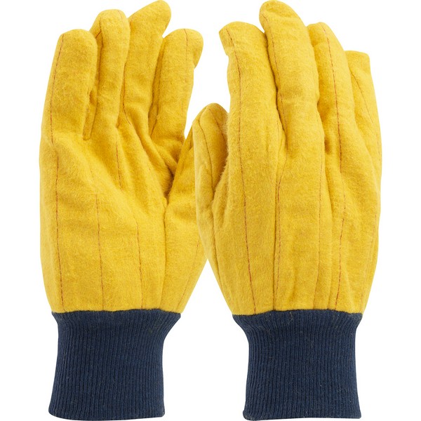 General Purpose Gloves, Unisex, Work Glove Type, L, Cotton/Polyester Palm, Cotton/Polyester, Yellow, Full Finger/Straight Thumb, Knit Wrist Cuff, 11 in Length