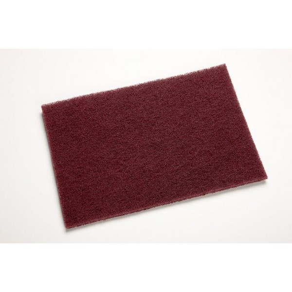 Hand Pad, General Purpose, Series: 7447, 9 Inch Length, 6 in Width Diameter, 1/4 Inch Thickness, Very Fine Grade, Aluminum Oxide Abrasive, Maroon Pad, Applicable Materials: All Metal