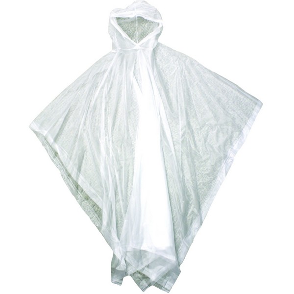 Rain Poncho, Waterproof, Universal Size, 80 in Length, Clear, 0.1 mm Vinyl