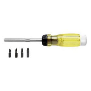 Screwdriver Bit Set, Ratcheting, Measurement System: Imperial, 8-3/4 in Overall Length, 5 Piece, Specifications: 1/4 in Drive, Solid Shank, Polished Chrome, S2 Steel