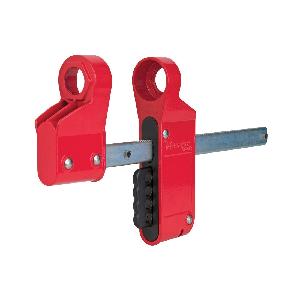 Blind Flange Lockout Device, Small, Aluminum with Hardened Steel Slide Bar, Black/Red/Silver