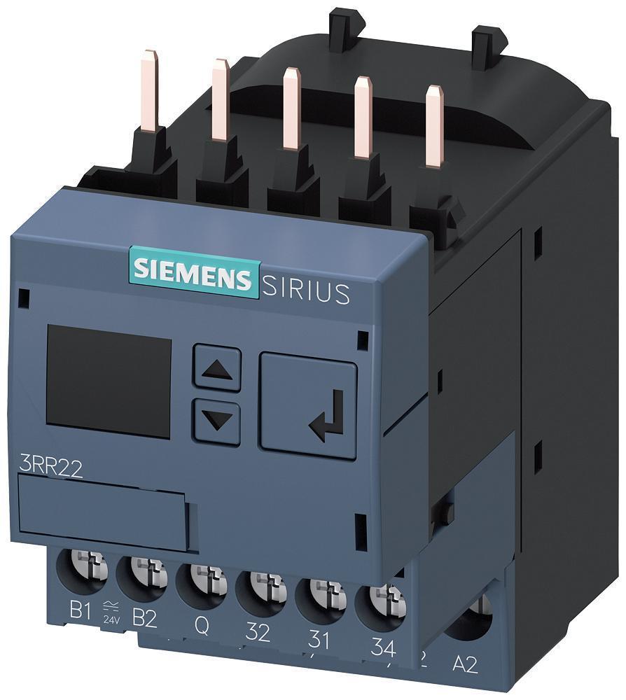 Current Monitoring Relay, 3-Phase Adjustable Basic Digital, Series: 3RR22, 24 to 240 VAC/VDC, 1.6 to 16 A, 20 to 400 Hz Frequency, 1CO ContConfiguration, Surface Mounting, Screw Terminal, LCD Display, 0 to 99 s Response, IP20 Enclosure, 79 mm H x 45