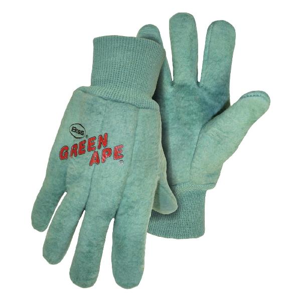 General Purpose Work Gloves, Multi-Purpose Premium Grade, Series: 1BC0313, Chore/Clute Cut/Double Layer Palm Glove, XL/Jumbo Size, Flannel/Textile Palm, Cotton, Green, Nap-Out/Straight Thumb Style, Cotton Lining, Knitwrist Cuff, Palm Coating Coverage