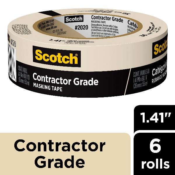 Contractor Grade Masking Tape, 10.5 Inch Length, 10.5 Inch Width, Polyethylene Film Backing
