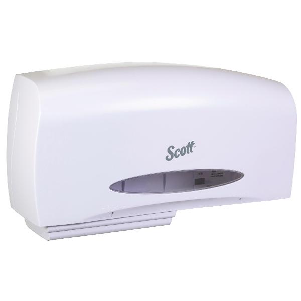 Bathroom Tissue Dispenser, Coreless Twin, Series: JRT, 11 in Overall Length, 20 in Overall Width, 6 in Overall Height, Wall Mounting, Plastic, White Finish/Color, Domestic