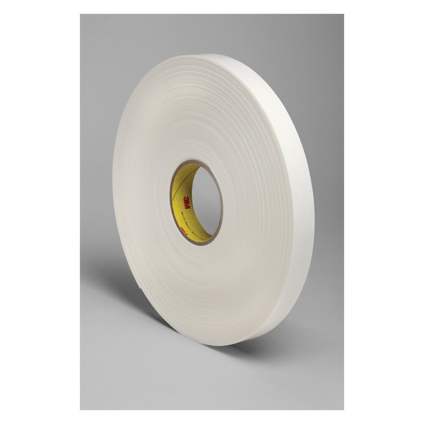 Double Coated Tape, 36 yd Length, 2 Inch Width, 62 mil Thickness, White, Rubber Adhesive, Polyethylene Foam Backing, 158 °F Maximum Operating, 120 °F Minimum Operating