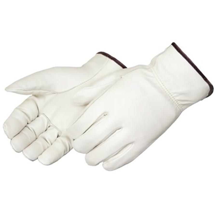 Glove, Work, Series: 6140, Driver Glove, Cowhide Leather, Beige, Straight Thumb Style, Unlined Lining, Hemmed Cuff, Shirred Elastic Closure