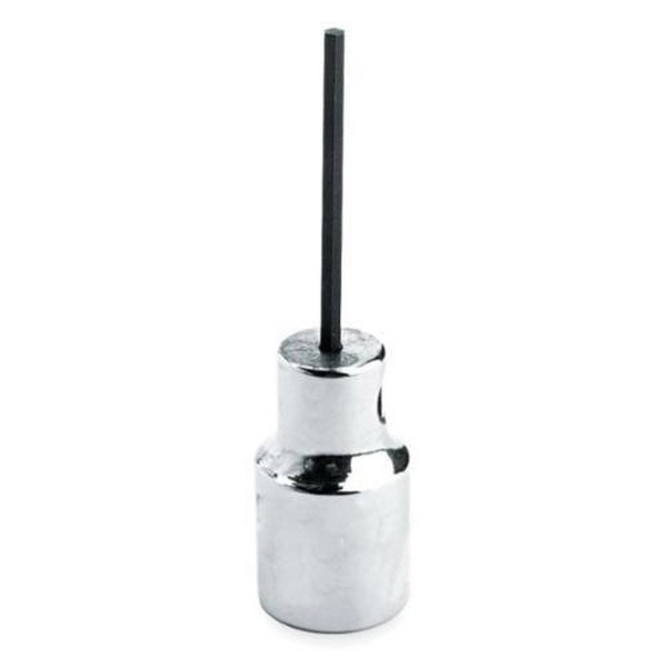 Socket Driver Bit, Standard Length, Measurement System: Metric, 1/4 in Drive, Hex Bit, 3 mm Bit, 25.4 mm Bit Length, 47.6 mm Overall Length, Forged Alloy Steel, Polished Chrome