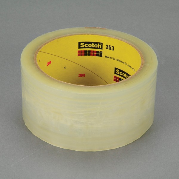 Box Sealing Tape, High Performance, 50 m Length, 48 mm Width, 1.9 mil Thickness, Clear, 3 Inch Diameter Core, Hot Melt Synthetic Rubber Resin Adhesive, Polyester Film Backing, 45 in-oz Adhesion Strength, 25 in-lb Tensile Strength