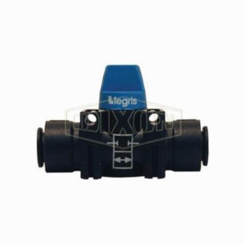Ball Valve, 2-Way Composite Mini Non-Venting, Series: Legris, 5/16 Inch Nominal, Tube, 145 psi, -4 to 175 °F, Media: Air, Nickel Plated Brass Ball, Nylon Body