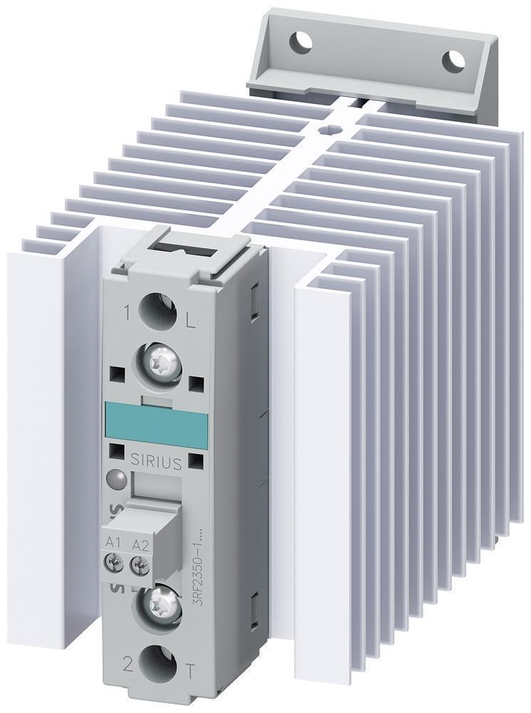 Solid State Contactor, 1-Phase Instantaneous Switching, Series: 3RF, 24 VDC Coil, 50 A Maximum Load, 1 Pole, 50/60 Hz, 1NO, Screw Terminal, IP20, -25 to 60 °C Operating, DIN Rail Mount, 100 mm H x 67.5 mm W x 142 mm D