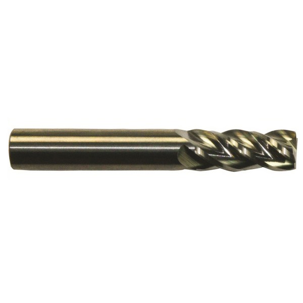 High Performance End Mill, Center Cutting Regular Length Single End Square End Variable Index, Series: MSE-V-4R, 1/2 in Diameter Cutter, 3 in Overall Length, 1 in Length of Cut, 4 Flutes, Spiral Flute, 1/2 in Shank Diameter, Right Hand Cuttin
