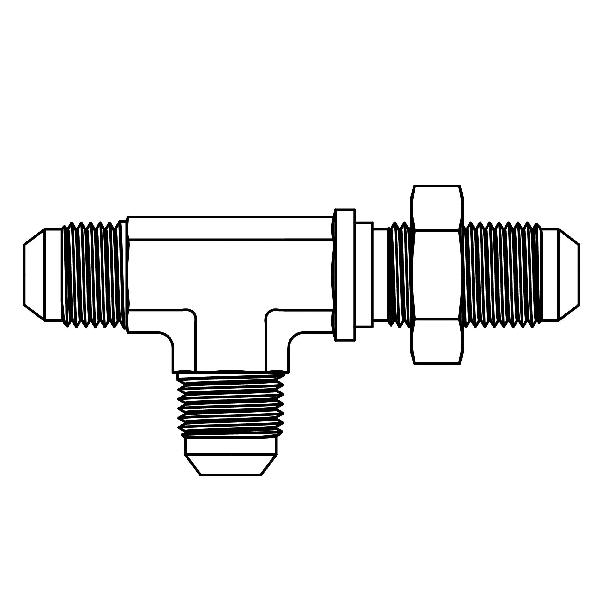 Bulkhead Union Run Tee, Series: 2704-LN, 9/16-18 Nominal, 37 deg Male JIC End Style, 316 Stainless Steel