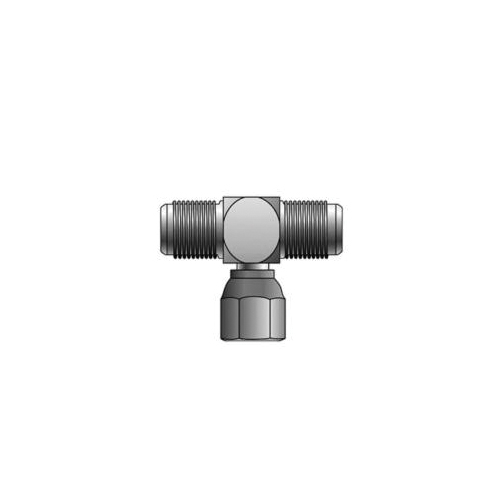 Hydraulic Tee, SAE to SAE, Series: G60, 9/16-18 Nominal, 37° Male JIC Flare Run x 37° Female JIC Flare Swivel, Import