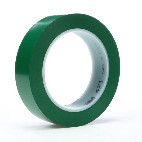 Vinyl Tape, High Performance, 36 yd Length, 1 Inch Width, 5.2 mil Thickness, Green, Rubber Adhesive, Vinyl Backing, 14 in-lb Tensile Strength, 170 °F Maximum Operating, 40 °F Minimum Operating