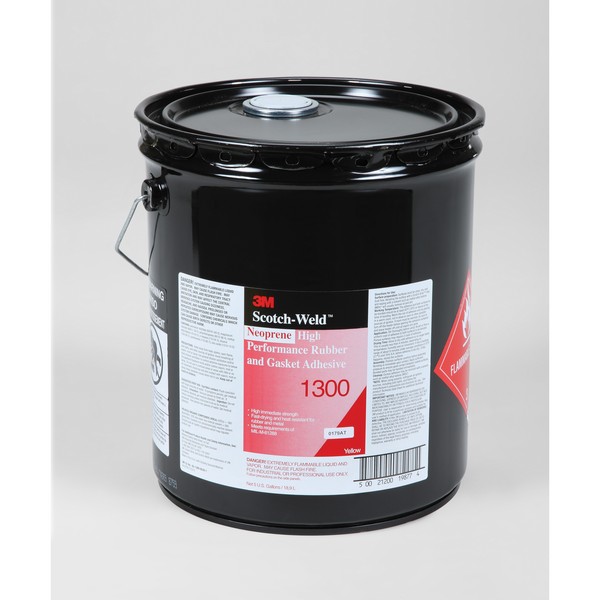 Rubber and Gasket Adhesive, High Performance High Strength Low Viscosity, Pail Container, 5 gal Container, Urethane Acrylate Chemical Type, 4 min Drying, 12 min Setting, 12 min Curing, Yellow