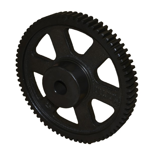 Stock Spur Gear, Reboreable, 7/8 to 1-7/16 Inch Bore Diameter, 8.6 Inch Outside Diameter, 84 Teeth, 10 Diametral Pitch, 8.4 Inch, 1 Inch Face Width, Type B, 2.4845 Inch Hub Diameter, 7/8 Inch Hub Projection, 1-7/8 Inch Overall Length, 14.5° Pressure Angle, Cast Iron