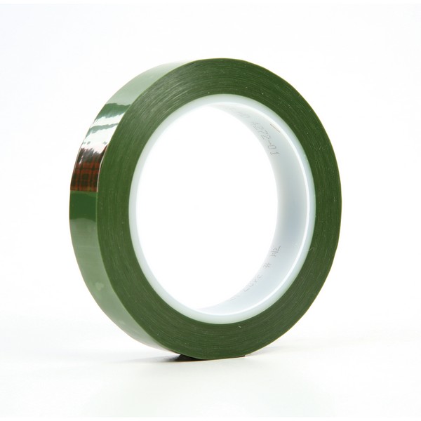 Masking Tape, Tear-Resistant, 72 yd Length, 3/4 Inch Width, 2.4 mil Thickness, Translucent Green, Silicon Adhesive, Polyester Backing, 27 in-oz Adhesion Strength, 46 in-lb Tensile Strength, 425 °F Maximum Operating, -60 °F Minimum Operating