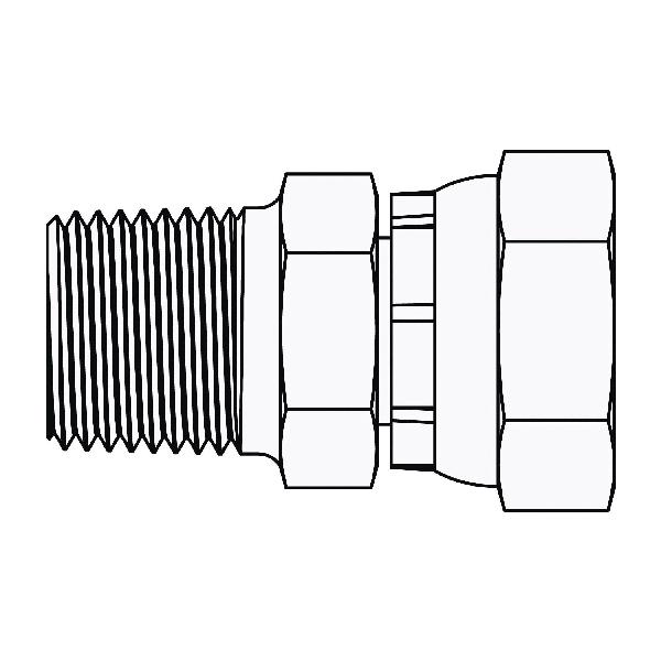 Hydraulic Pipe Swivel, 3/4-14 Inch Male Pipe, 3/4-14 Inch Female Pipe Swivel, Steel