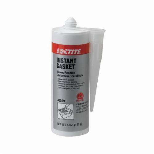 Gasket Maker, Instant Sealing, Cartridge Container, 5 oz Container, Silicone Chemical Type, 1 min Drying, 24 hr. Curing, Black, -60 to 232 deg C, 1.31 Specific Gravity, 44.47 g/L VOC, Gearboxes, Timing Gear, Transmission Pans, Valve Covers and Water