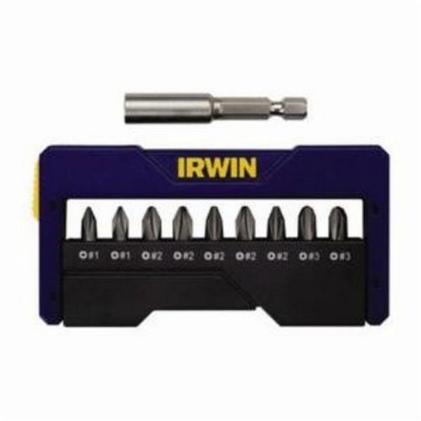 Pocket Case Insert Bit Set, Standard, 10 Piece, 1 in L, 1/4 in Hex Shank, High Grade S2 Steel, Black Oxide